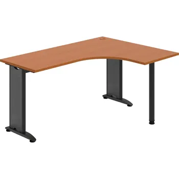 Psací stůl FE 60 L – Stůl ergo levý 160 × 120 cm - Třešeň , Černý kov