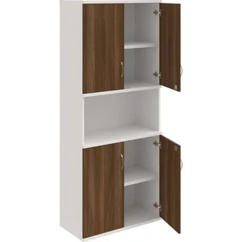 Policová skříň SZ 5 80 05 – Skříň policová dvéřová 192 × 80 cm - Ořech , Bílá , USN – Hobis