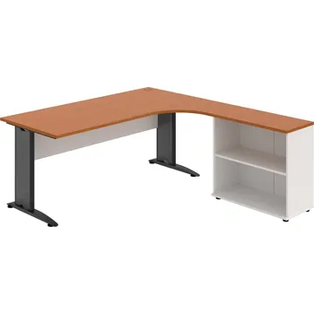 Psací stůl CE 1800 H L – Sestava levá 180 cm - Třešeň , Bílá , Černý kov