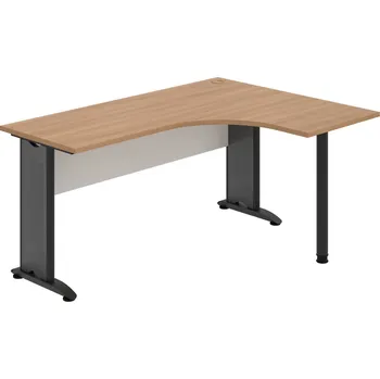 Psací stůl CE 60 L – Stůl ergo levý 160 × 120 cm - Višeň , Bílá , Černý kov