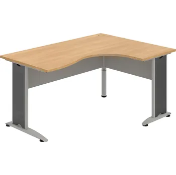 Psací stůl CE 2005 L – Stůl ergo levý 160 × 120 cm - Dub , Šedá , Šedý kov