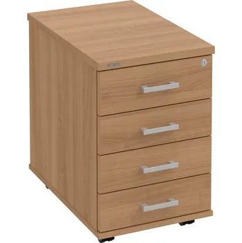 Zásuvkový kontejner K 34 C N – Kontejner, 4 zásuvky, cent. zamykání, léta napříč, hl. 60 cm - Višeň , Višeň , USH – hranatá