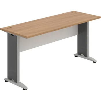 Psací stůl CE 1600 – Stůl pracovní rovný 160 cm, hl. 60 cm - Višeň , Bílá , Šedý kov