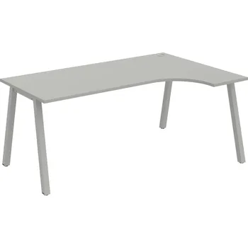 Psací stůl UE A 1800 L – Stůl ergo 180 × 120 cm, levý - Šedá , Šedý kov