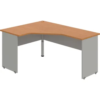Psací stůl GEV 60 P – Stůl ergo pravý 160 × 120 cm - Olše , Šedá , Šedý kov