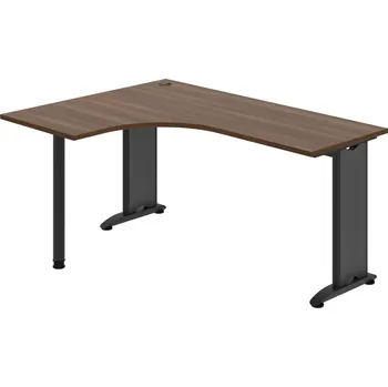 Psací stůl FE 60 P – Stůl ergo pravý 160 × 120 cm - Ořech , Černý kov