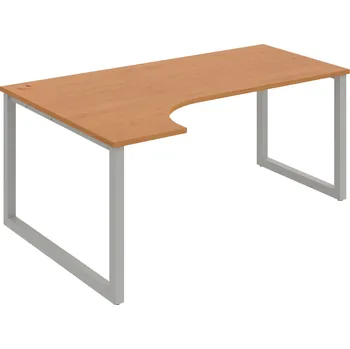 Psací stůl UE O 1800 P – Stůl ergo 180 × 120 cm, pravý - Olše , Šedý kov