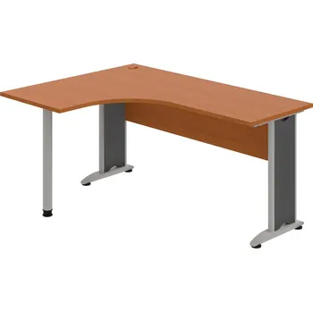 Psací stůl CE 60 P – Stůl ergo pravý 160 × 120 cm - Třešeň , Třešeň , Šedý kov