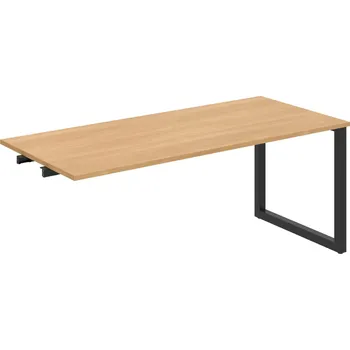 Psací stůl UJ O 1800 R – Stůl jednací rovný délky 180 cm, k řetězení - Dub , Černý kov