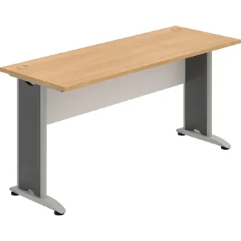 Psací stůl CE 1600 – Stůl pracovní rovný 160 cm, hl. 60 cm - Dub , Bílá , Šedý kov