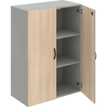 Policová skříň DZ 3 80 01 – Skříň policová dvéřová 111 × 80 cm - Akát , Šedá , UCO – černá