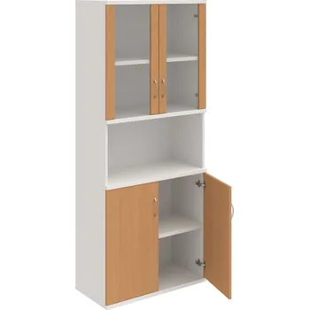 Policová skříň S 5 80 07 – Skříň policová dvéřová 192 × 80 cm - Buk , Bílá , USN – Hobis