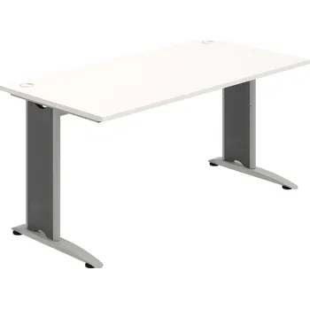 Psací stůl FS 1600 – Stůl pracovní rovný 160 cm - Bílá , Šedý kov