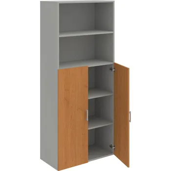 Policová skříň D 5 80 04 – Skříň policová dvéřová 185 × 80 cm - Olše , Šedá , USH – hranatá