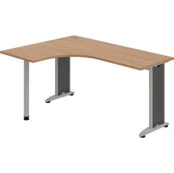 Psací stůl FE 60 P – Stůl ergo pravý 160 × 120 cm - Višeň , Šedý kov