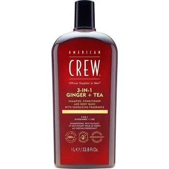 Šampon American Crew - 3-in-1 Ginger + Tea Shampoo, Conditioner and Body Wash Šampony 1000 ml pánské