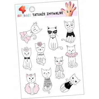 Odstranitelné tetování Smyvatelné tetování pro děti - Vznešené kočky 15x10 cm