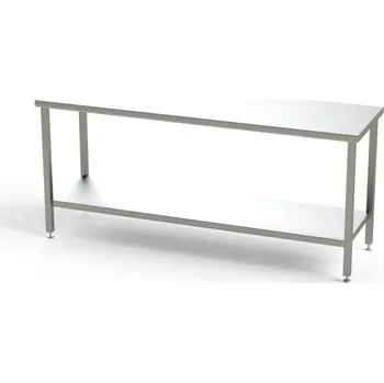 Dílenský stůl Nerezový stůl do čistých prostor, hladká pracovní deska, hladká police, 1200 x 800 x 900 mm