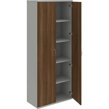 Policová skříň S 5 80 00 – Skříň policová dvéřová - Ořech , Šedá , USN – Hobis