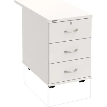 Zásuvkový kontejner K 33 Z N 80 – Kontejner, 3 zásuvky, uzamykatelný, léta napříč, hl. 80 cm - Bílá , Bílá , USN – Hobis