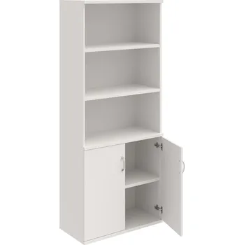 Policová skříň S 5 80 03 – Skříň policová dvéřová 192 × 80 cm - Bílá , Bílá , USN – Hobis