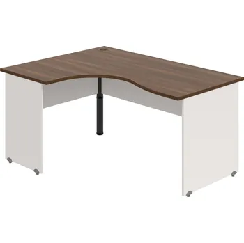 Psací stůl GE 2005 P – Stůl ergo pravý 160 × 120 cm - Ořech , Bílá , Černý kov