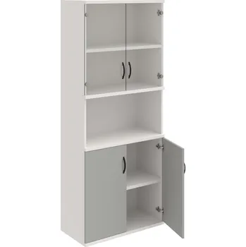 Policová skříň S 5 80 10 – Skříň policová dvéřová 192 × 80 cm - Šedá , Bílá , UCO – černá