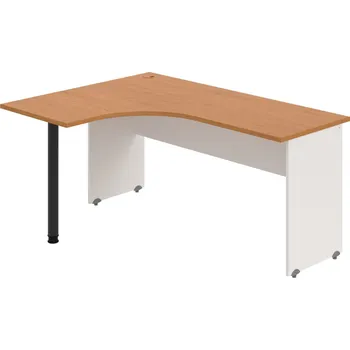 Psací stůl GE 60 P – Stůl ergo pravý 160 × 120 cm - Olše , Bílá , Černý kov