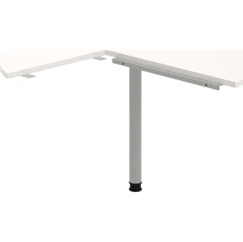 Psací stůl CP 22 P N – Stůl jednací, pravý, léta napříč, ø 120 cm - Bílá , Šedý kov
