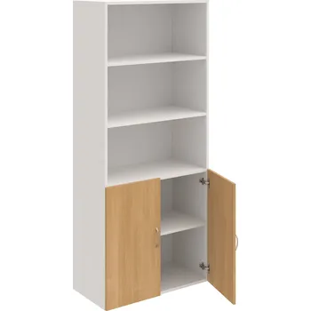 Policová skříň D 5 80 03 – Skříň policová dvéřová 185 × 80 cm - Dub , Bílá , USN – Hobis