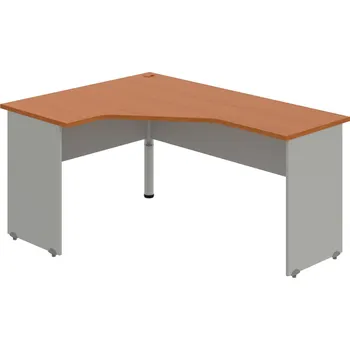 Psací stůl GEV 60 P – Stůl ergo pravý 160 × 120 cm - Třešeň , Šedá , Šedý kov