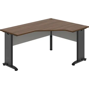 Psací stůl CEV 60 L – Stůl ergo levý 160 × 120 cm - Ořech , Šedá , Černý kov
