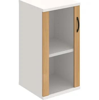 Policová skříň S 2 40 02 L – Skříň policová dvéřová 76,8 × 40 cm - Dub , Bílá , UCO – černá