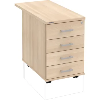 Zásuvkový kontejner K 34 C P 80 – Kontejner, 4 zásuvky, cent. zamykání, léta podél, hl. 80 cm - Akát , Akát , USH – hranatá