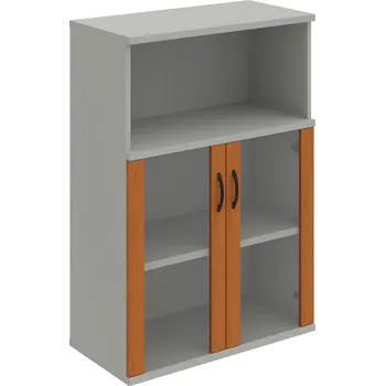 Policová skříň S 3 80 05 – Skříň policová dvéřová 115,2 × 80 cm - Třešeň , Šedá , UCO – černá