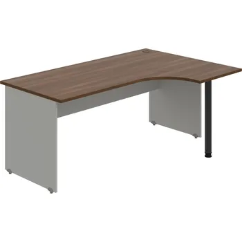 Psací stůl GE 1800 60 L – Stůl ergo 180 × 120 cm, levý - Ořech , Šedá , Černý kov