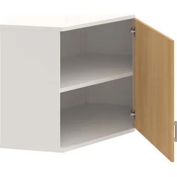 Policová skříň SRV 2 01 P H – Skříň vnitřní roh pravá 76,8 cm - Dub , Bílá , USH – hranatá