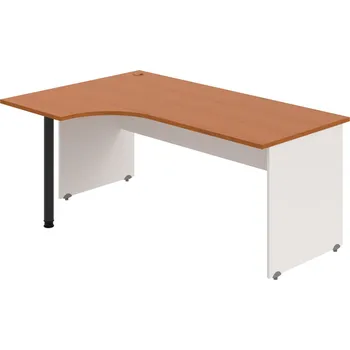 Psací stůl GE 1800 60 P – Stůl ergo 180 × 120 cm, pravý - Třešeň , Bílá , Černý kov