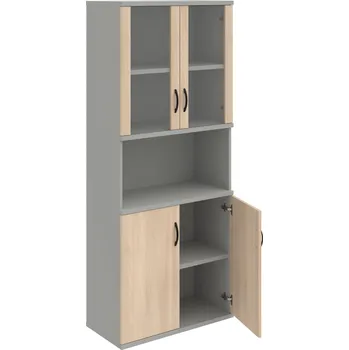 Policová skříň S 5 80 07 – Skříň policová dvéřová 192 × 80 cm - Akát , Šedá , UCO – černá