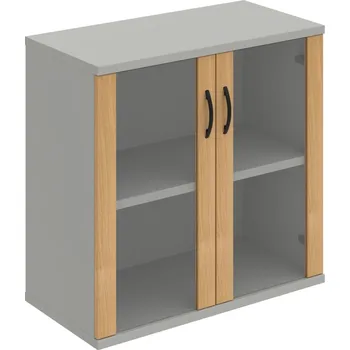 Policová skříň S 2 80 02 – Skříň policová dvéřová 76,8 × 80 cm - Dub , Šedá , UCO – černá