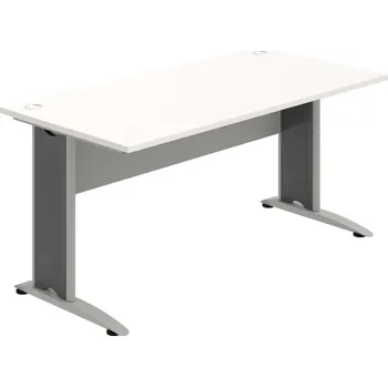 Psací stůl CS 1600 – Stůl pracovní rovný 160 cm - Bílá , Šedá , Šedý kov