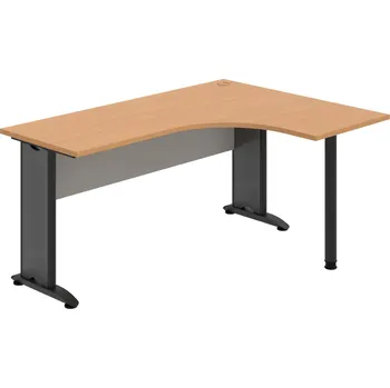 Psací stůl CE 60 L – Stůl ergo levý 160 × 120 cm - Buk , Šedá , Černý kov