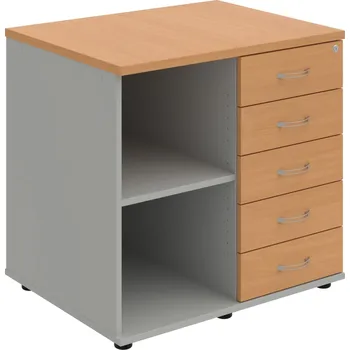 SPKZ 3 80 60 P P – Skříňka ke stolu, pravá, s centrálním zamykáním - Buk , Šedá , USN – Hobis