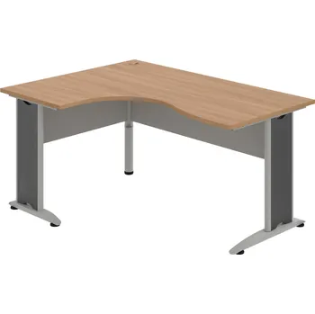 Psací stůl CE 2005 P – Stůl ergo pravý 160 × 120 cm - Višeň , Šedá , Šedý kov