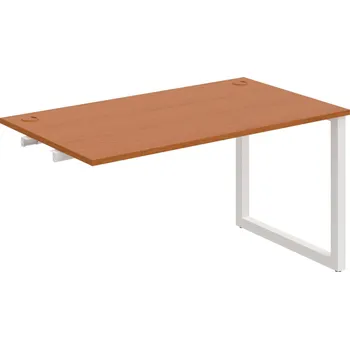Psací stůl US O 1400 R – Stůl pracovní délky 140 cm, k řetězení - Třešeň , Bílý kov