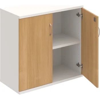 Policová skříň SZ 2 80 01 – Skříň policová dvéřová 76,8 × 80 cm - Dub , Bílá , USN – Hobis