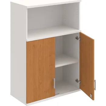 Policová skříň SZ 3 80 02 H – Skříň policová dvéřová 115,2 × 80 cm - Olše , Bílá , USH – hranatá