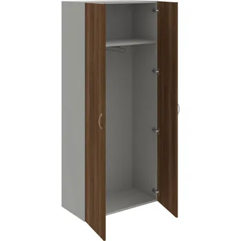 Policová skříň D 5 80 01 – Skříň šatní dvéřová 185 × 80 cm - Ořech , Šedá , USN – Hobis