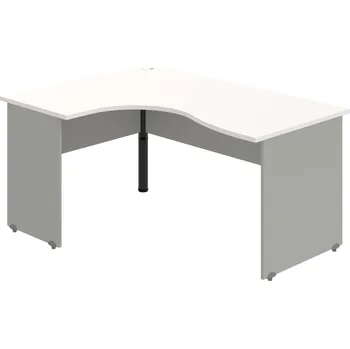 Psací stůl GE 2005 P – Stůl ergo pravý 160 × 120 cm - Bílá , Šedá , Černý kov