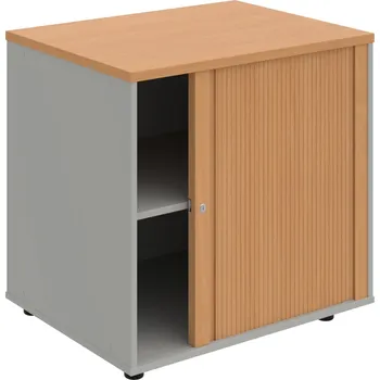 SPRZ 80 60 P N – Skříňka ke stolu, roletová, pravá, š. 80 cm, léta napříč - Buk , Šedá , Buk